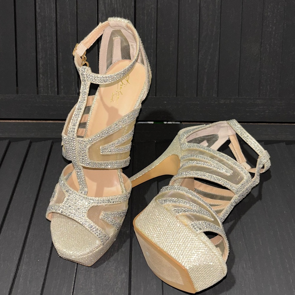 Glitter - Silver - High Heels - 9M - Open-Toe